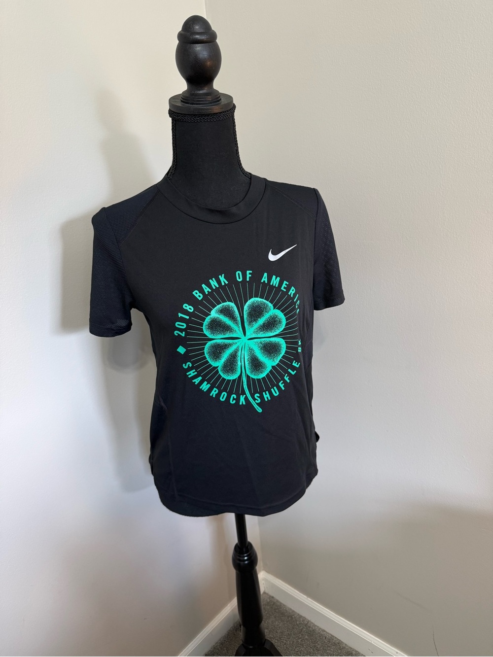 2018 Shamrock Shuffle Nike Black Dri-FIT Running Tee (women’s small)